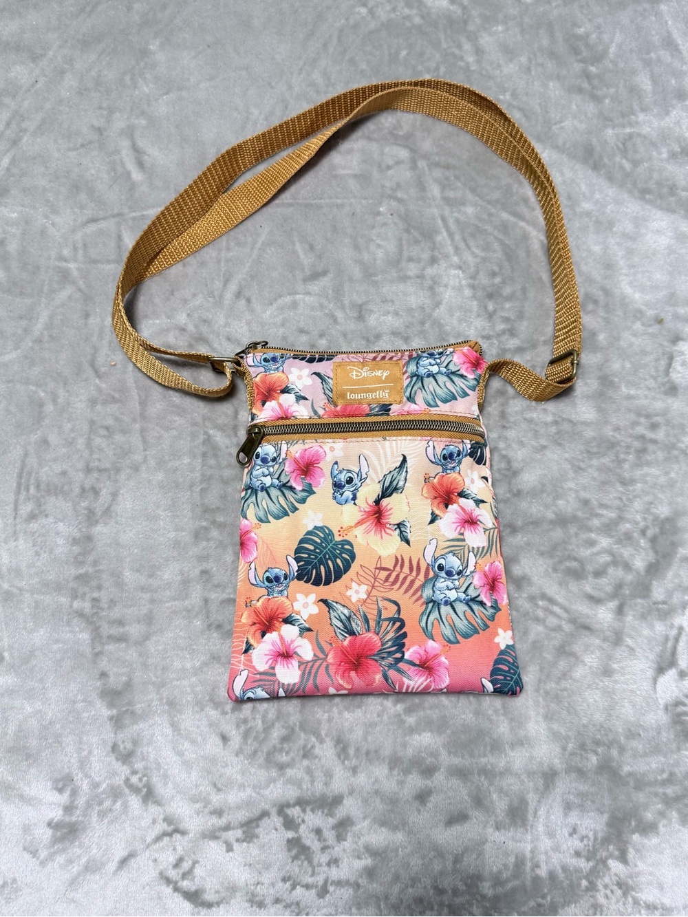 Disney x Loungefly Stitch Sunset Passport Crossbody Bag Tropical Floral